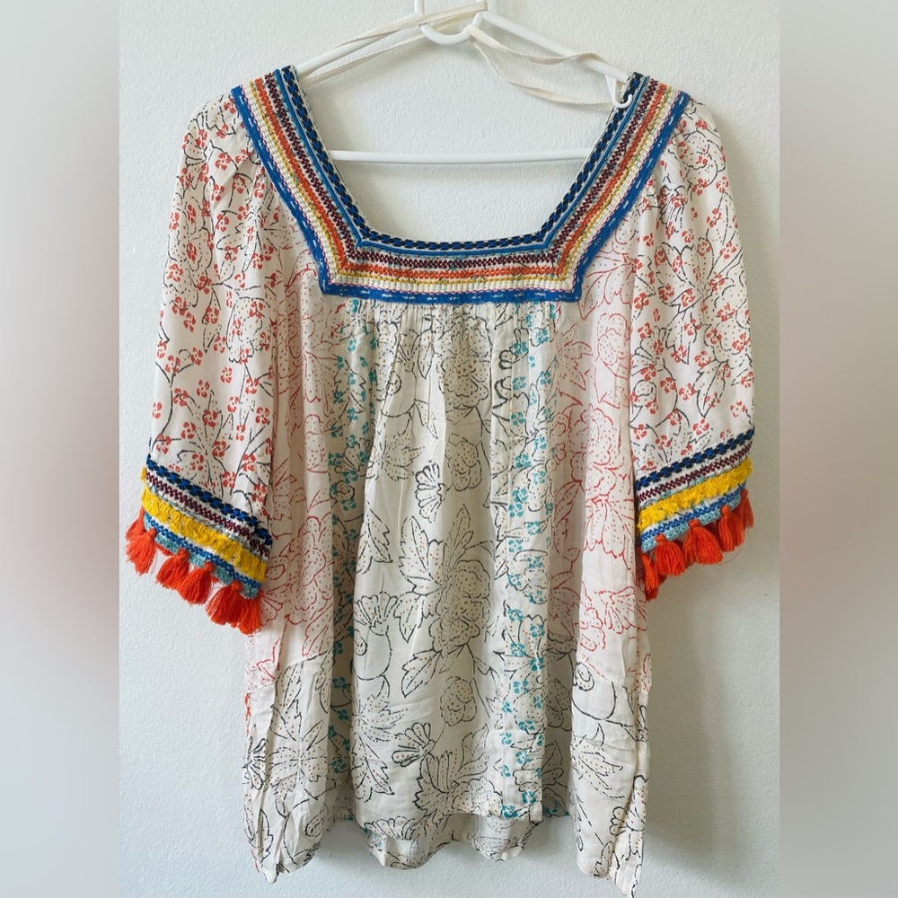 Anthropologie Maeve Paolina Tasseled Blouse S - Picture 5 of 7
